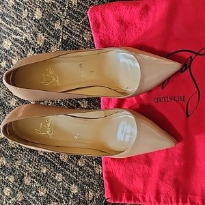 Christian Louboutin Pigalle Plato Patent Leather Nude 120mm Beige Pumps 38